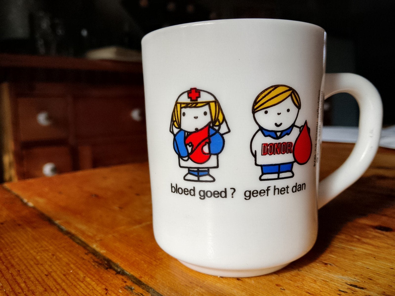 Vintage Arcopal Dick Bruna Bloeddonor Mok - 1974 Mercis B.V., Ophalen of Verzenden