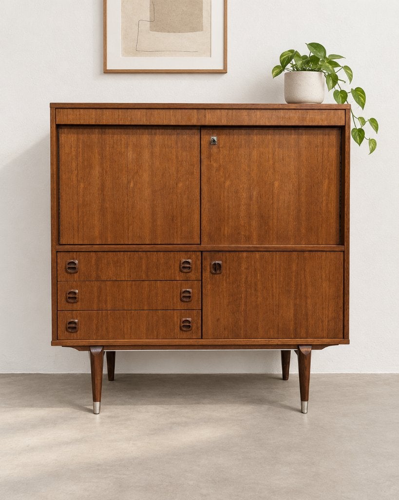 Vintage Scandinavische teak highboard – Jaren 60, Huis en Inrichting, Ophalen, Gebruikt, 25 tot 50 cm, 50 tot 100 cm