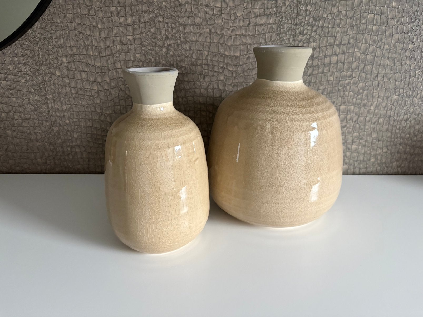 Mica Decorations Vazen zandkleur- set van 2 stuks, Ophalen, Overige kleuren, Handgemaakt, 27 cm