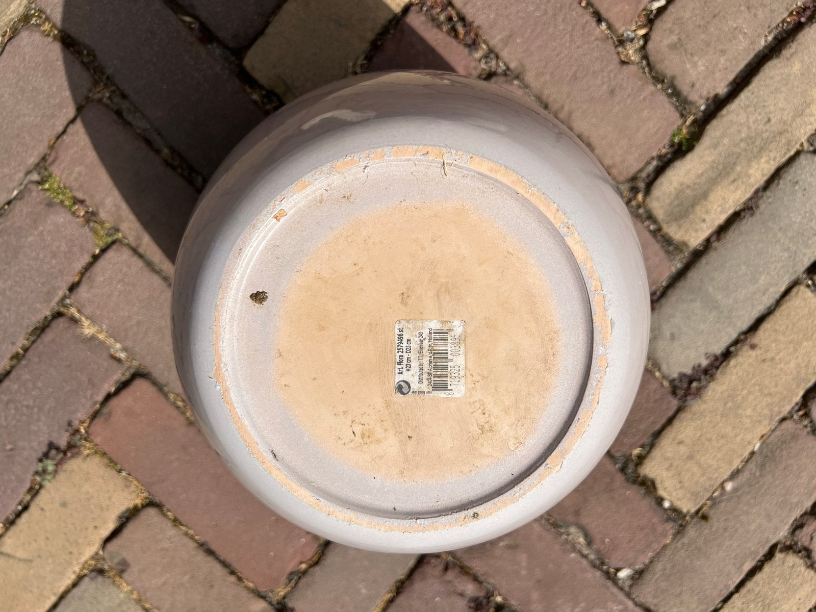 Geglazuurde grijze keramieken bloempot, Rond, Binnen, Zo goed als nieuw, Minder dan 40 cm
