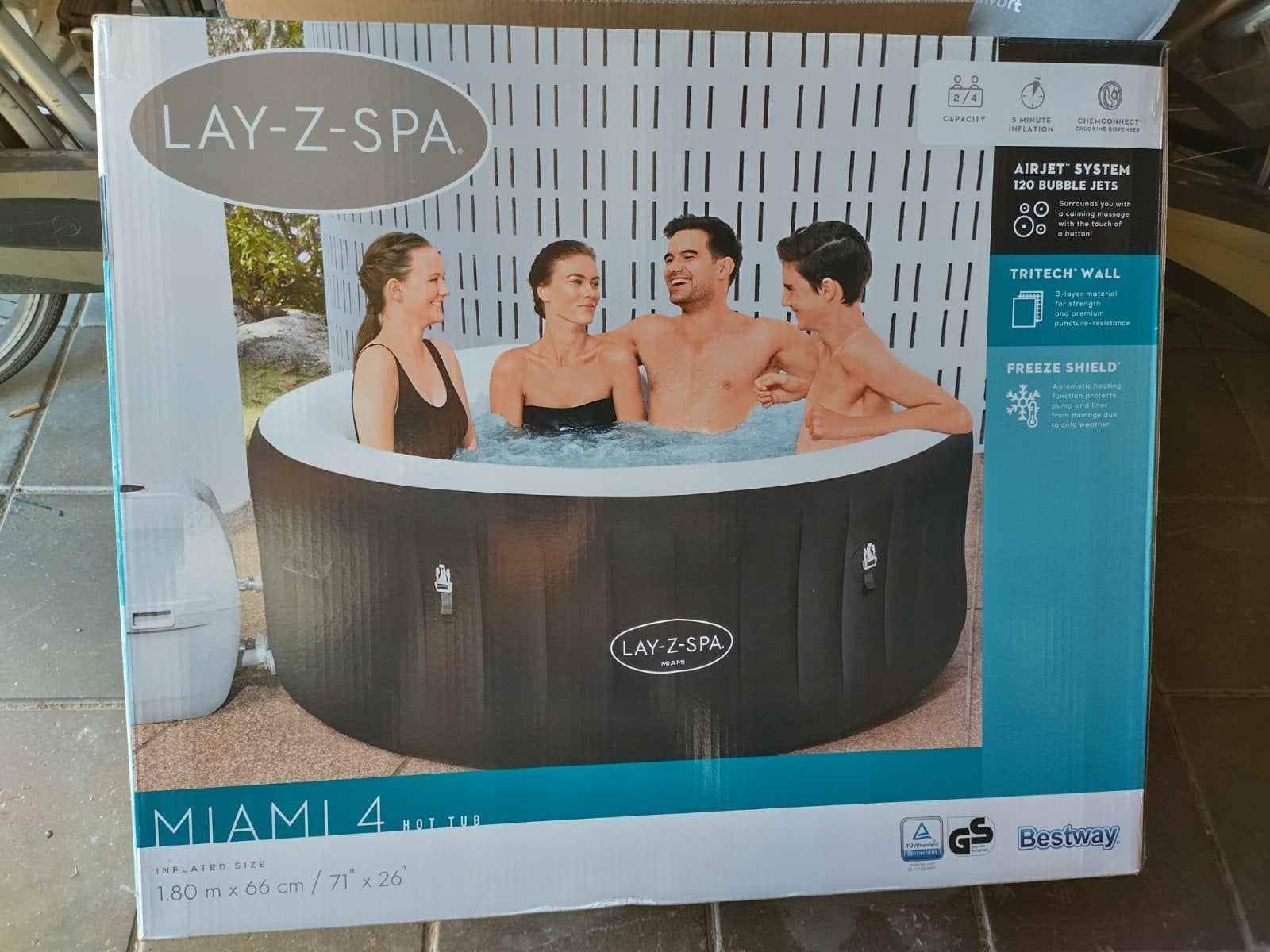 Lay-Z-Spa Miami 4 Hot Tub - Nieuw in doos ZONDER POMP!!!!!, Ophalen, Nieuw, Pomp, Opblaasbaar