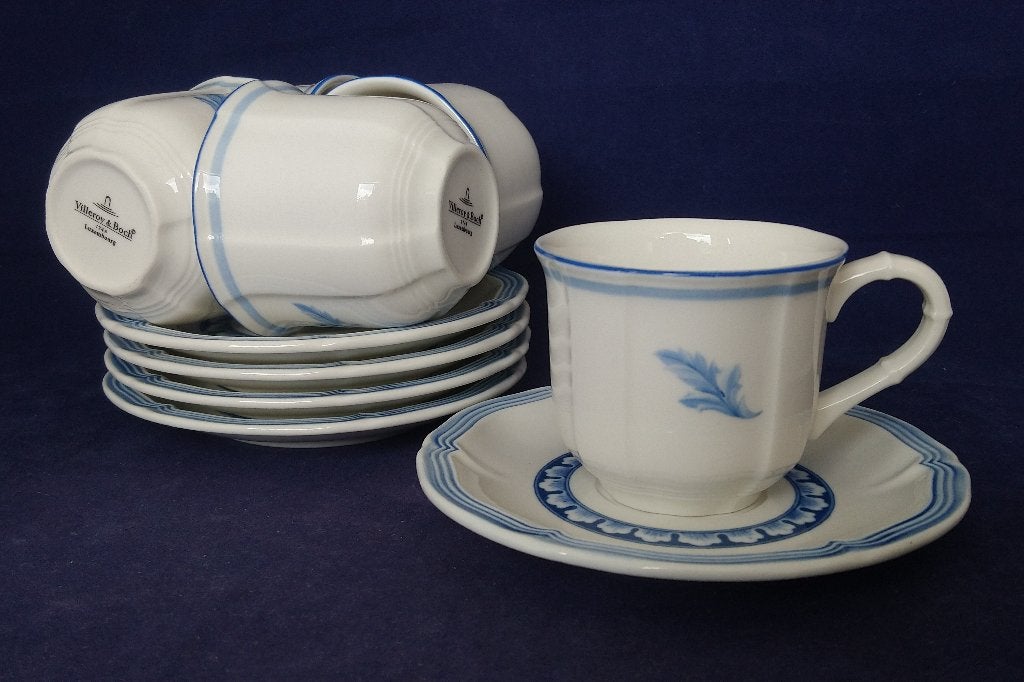 Villeroy & Boch Casa Azul - espressokopjes en schotels, Villeroy & Boch, Ophalen of Verzenden, Zo goed als nieuw, Overige stijlen