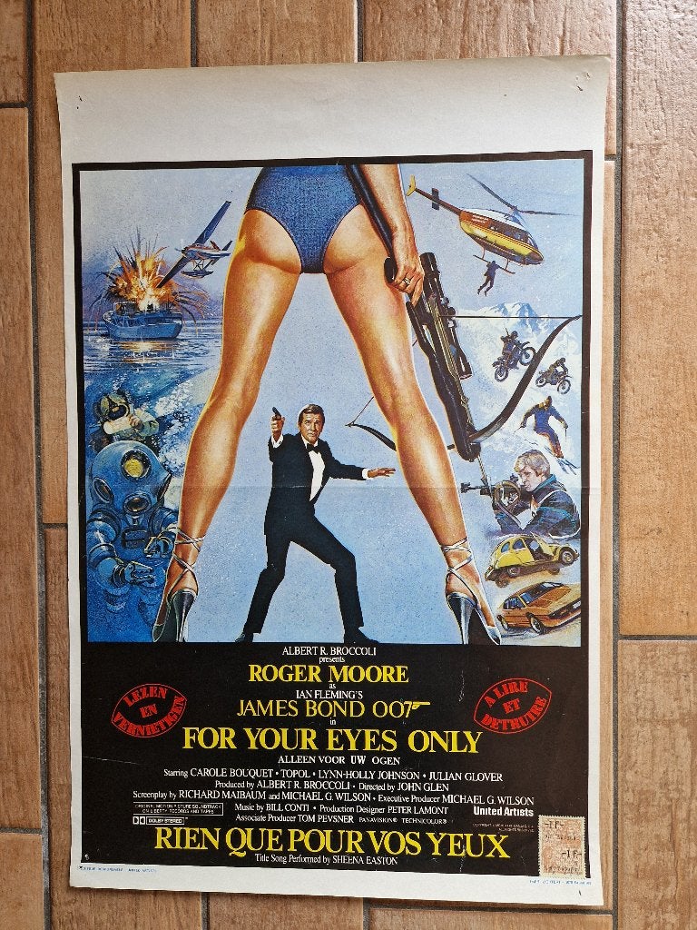 filmaffiche James Bond For Your Eyes Only filmposter, Rechthoekig Staand, Ophalen of Verzenden, Zo goed als nieuw, A1 t/m A3