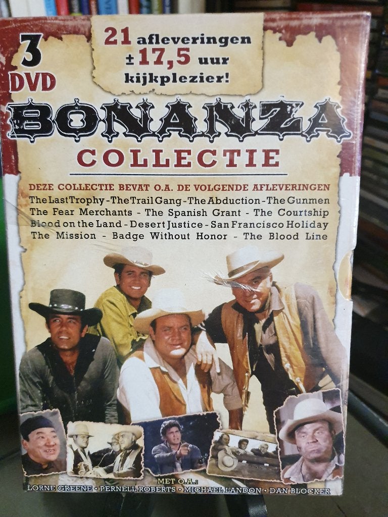 DVD collectie Bonanza, 3 DVD's in kartonnen box, 21 aflev., Alle leeftijden, Ophalen of Verzenden, Zo goed als nieuw