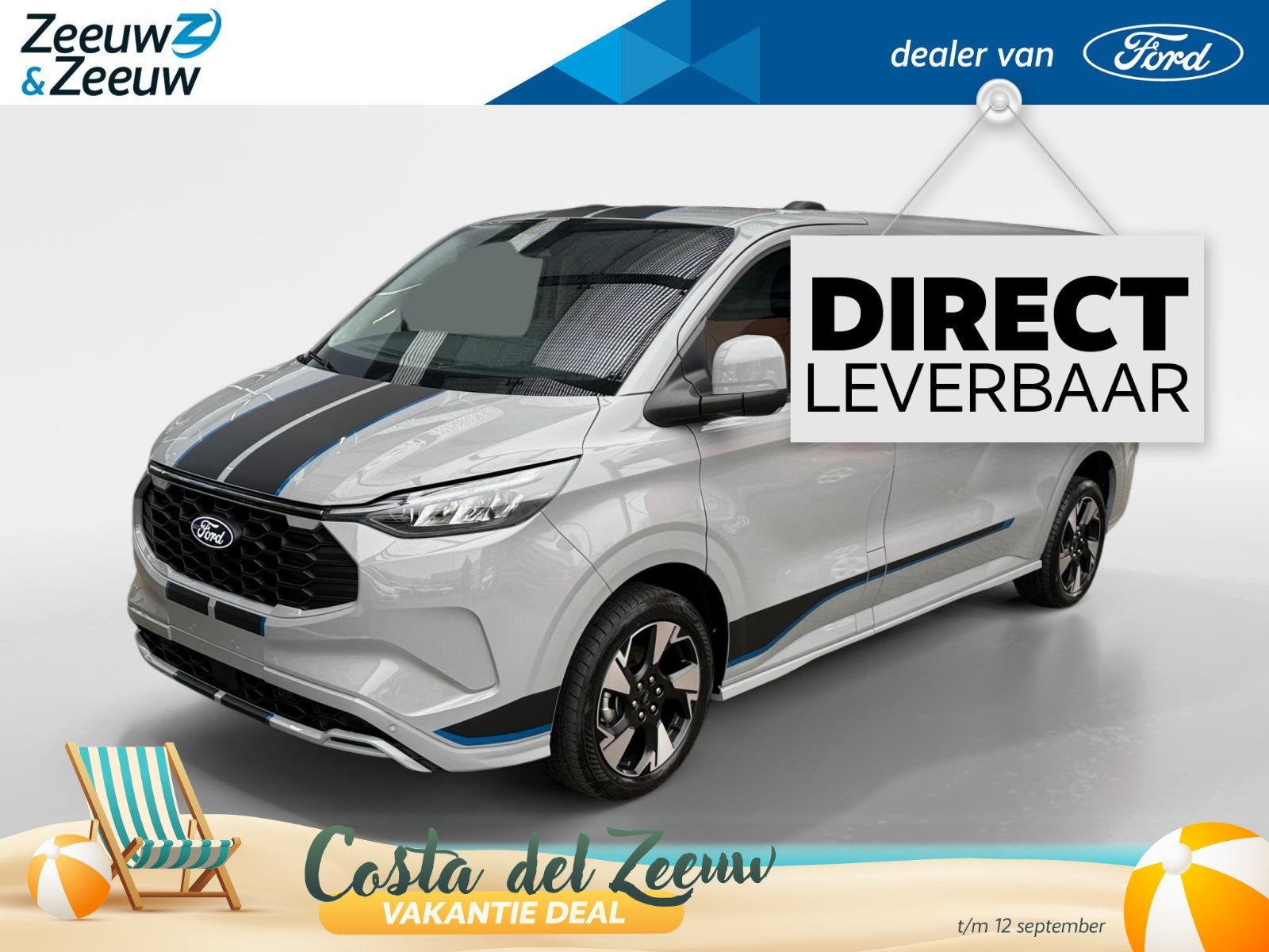 Ford Transit Custom 320 2.5 PHEV L2H1 Sport | Uit Voorraad L, Auto's, 12 maanden, 4 cilinders, Plug-in hybride, Bedrijf
