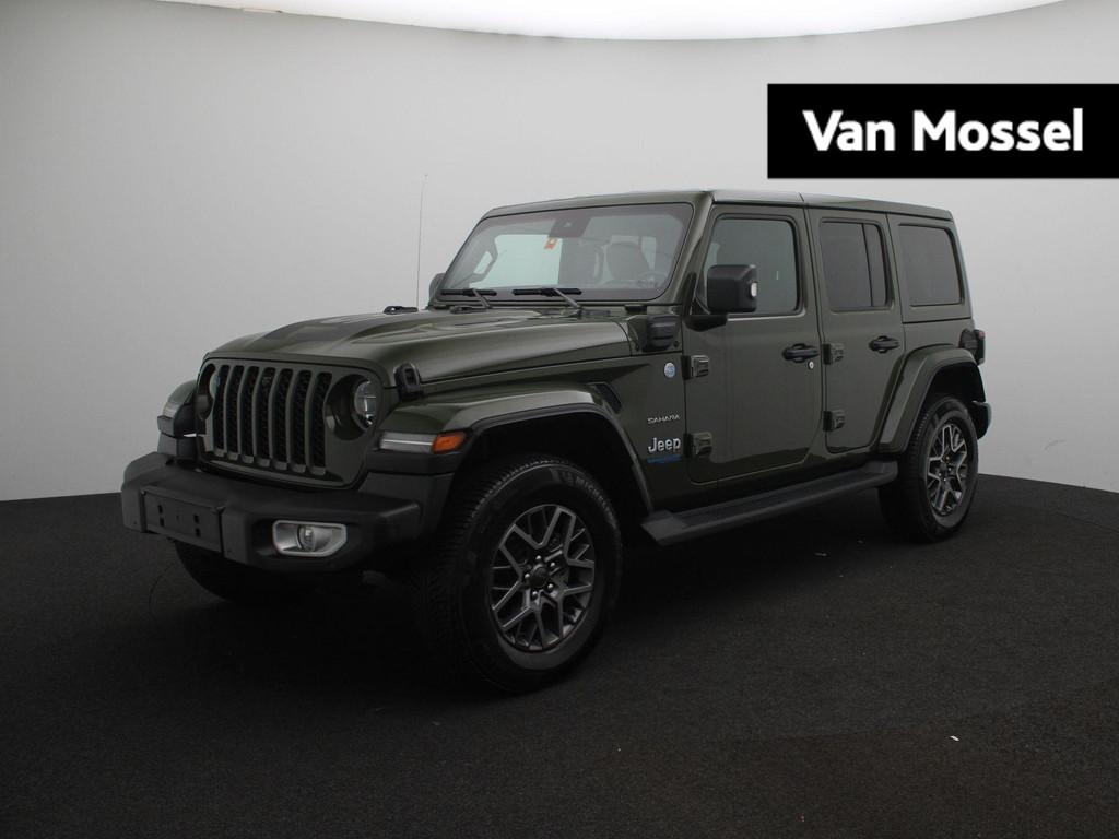 Jeep Wrangler Unlimited 4xe 380 Sahara | Cognac Lederen Stoe, Auto's, Automaat, 12 maanden, Stof, Euro 6