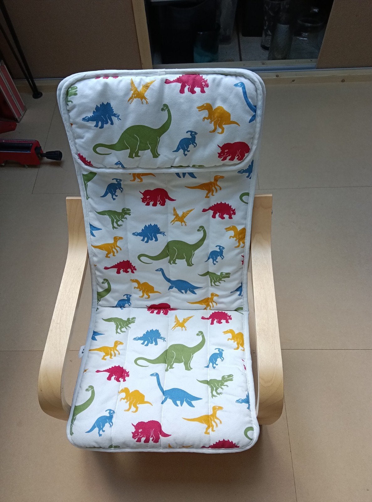 Ikea Poäng kinderstoel met dinosaurus kussen, Ophalen, Gebruikt, Stoel