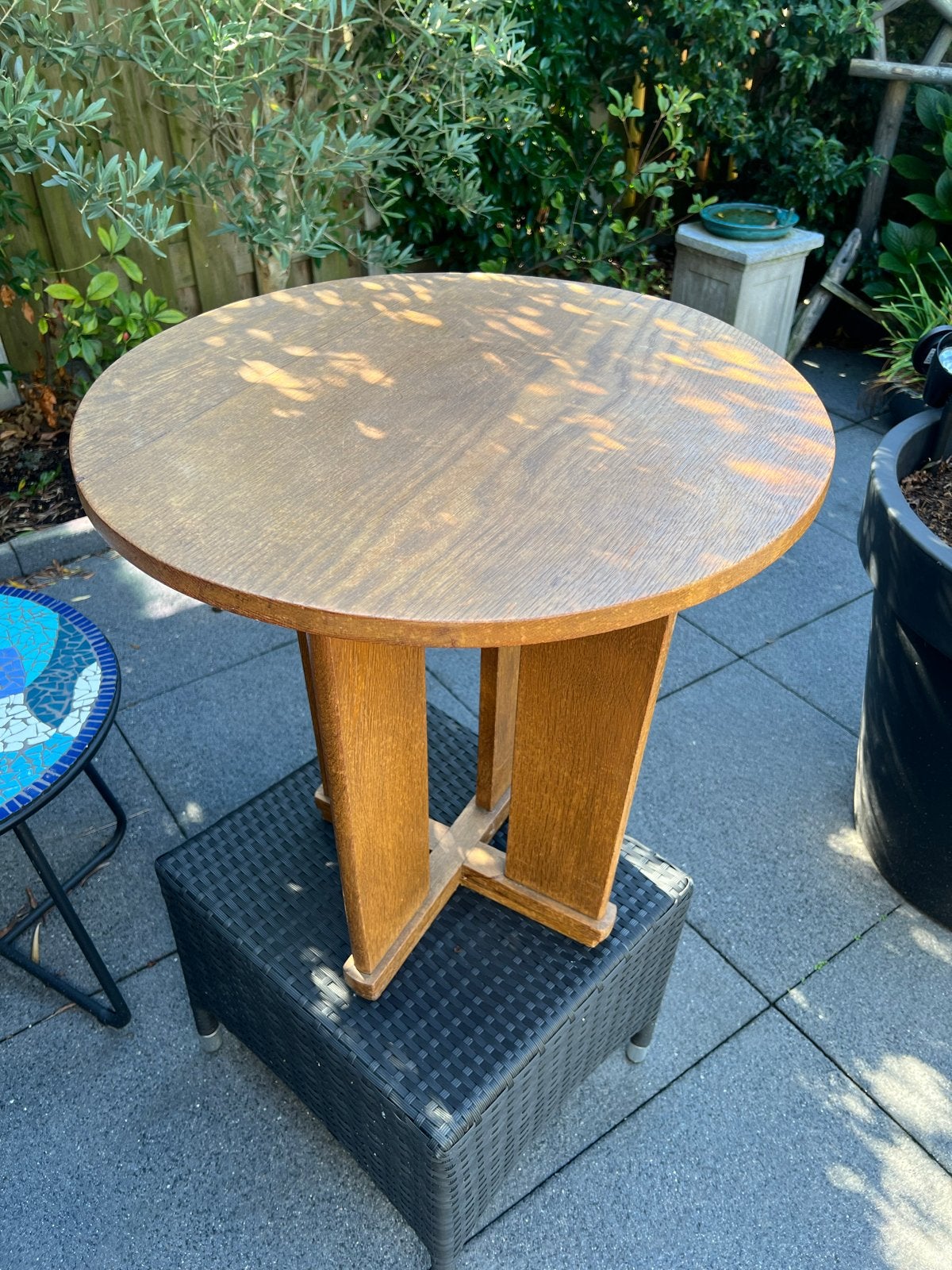 Massief houten ronde tafel - Bijzettafel, Ophalen