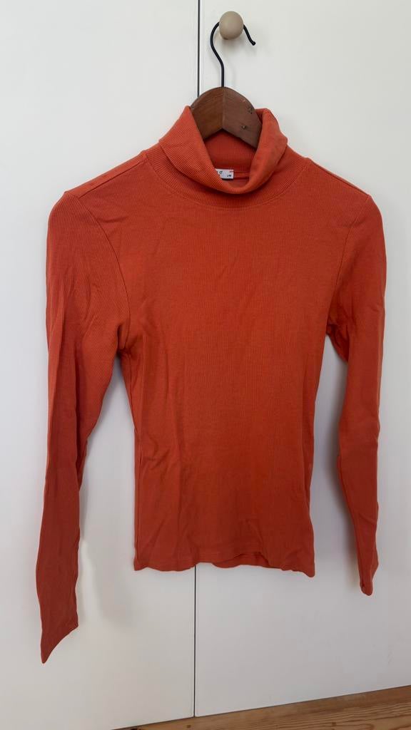 Coltrui peach perzik oranje rib geribd truitje longsleeve, Verzenden, Zo goed als nieuw, Maat 38/40 (M), Oranje