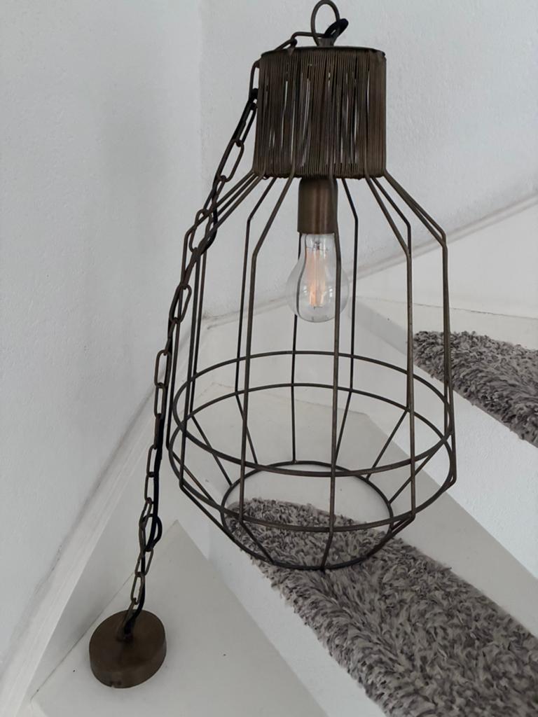 Grote hanglamp metaal (bronskleurig), Huis en Inrichting, Lampen | Hanglampen, Ophalen of Verzenden, Metaal, 50 tot 75 cm