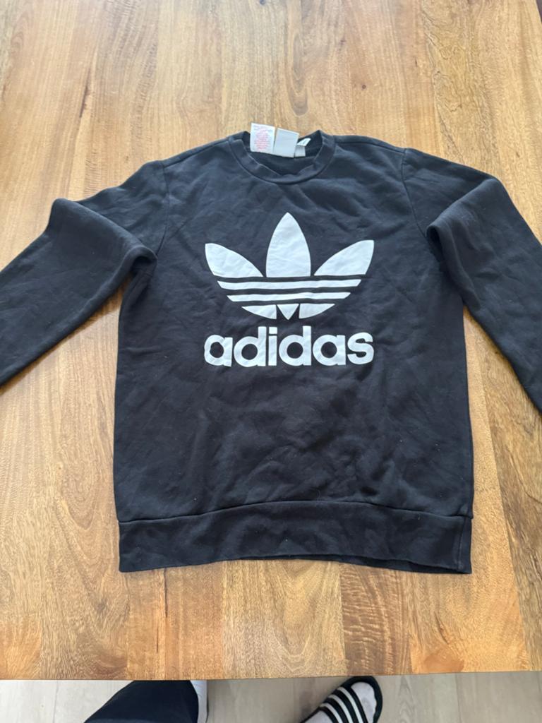 Adidas sweater zwart met wit logo, Ophalen of Verzenden, Gebruikt, Jongen of Meisje, Trui of Vest