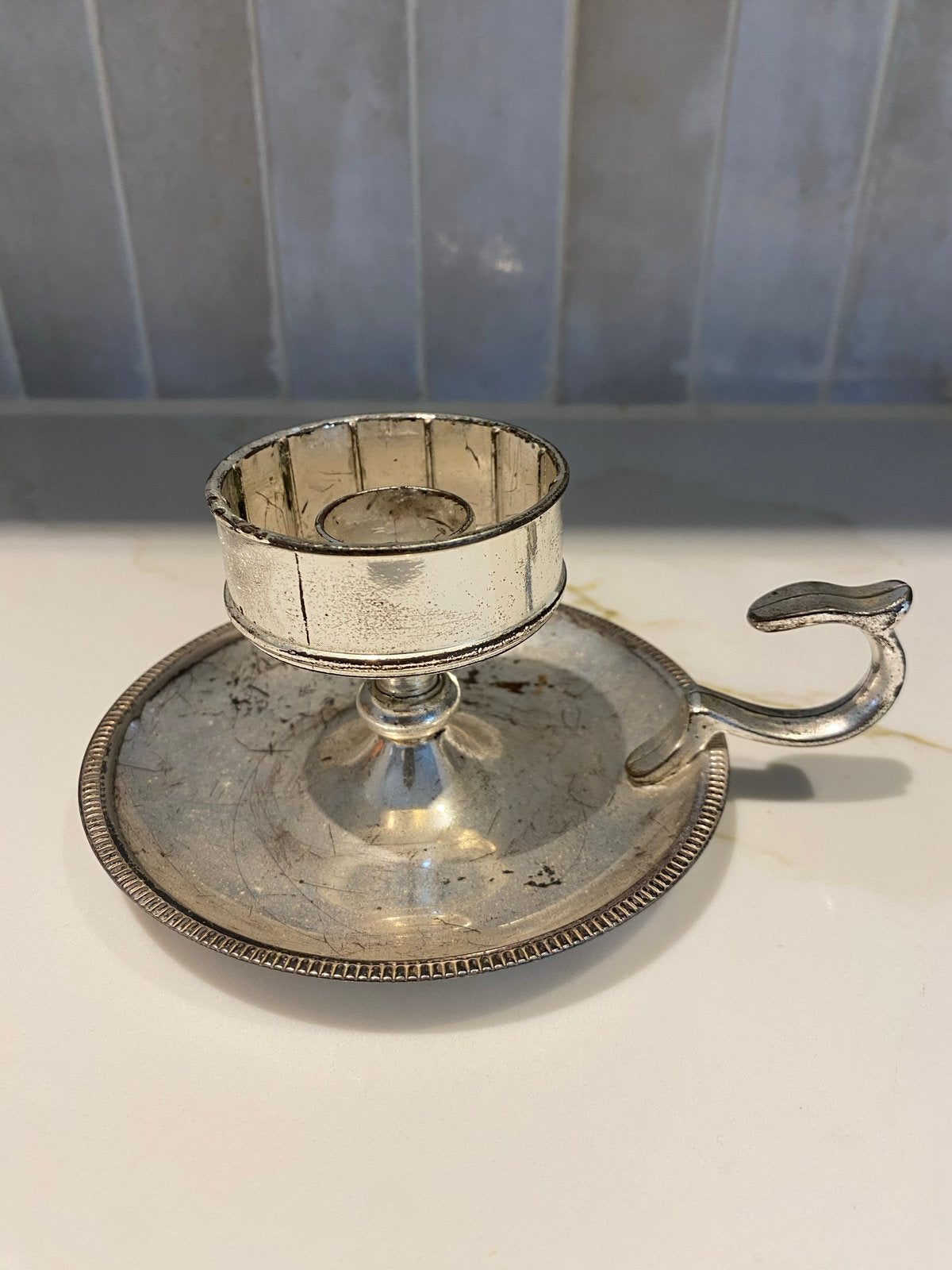 Vintage BMF Verzilverde Blaker| Kaarsenhouder - Jaren 60/70, Ophalen of Verzenden, Zilver