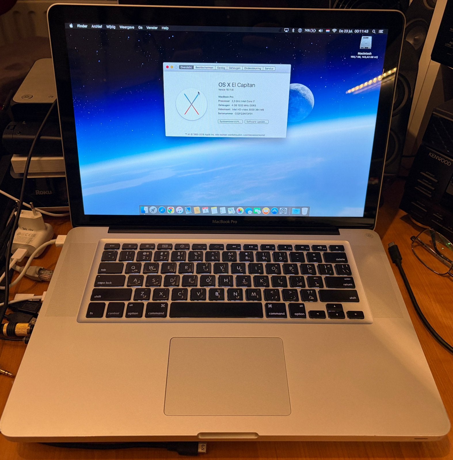 Macbook pro, i7, 2.3Ghz,15.4 inch,, MacBook Pro, Gebruikt, 2 tot 3 Ghz, 15 inch
