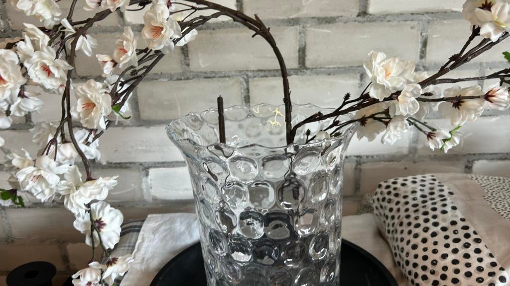 Aparte glazen vaas met bubbels motief heel mooi, Ophalen of Verzenden, Overige kleuren, Glas, Minder dan 50 cm