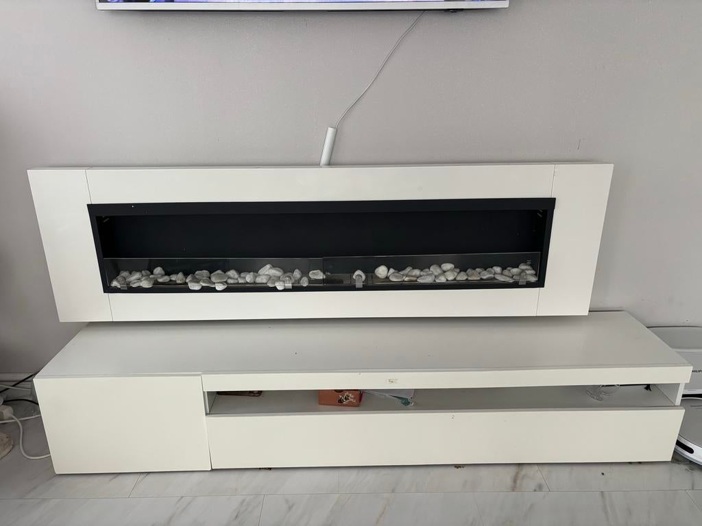Open haard met gel en tv kast, Ophalen, Overige materialen, Gebruikt, 150 tot 200 cm