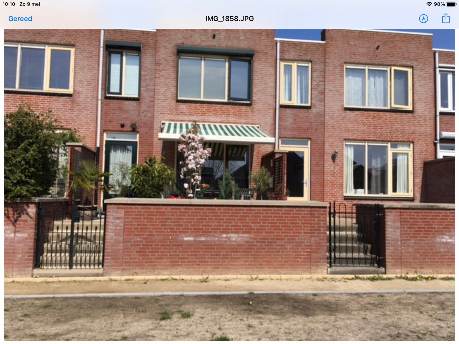 mooi zonnescherm,handbediend, ca 300 cm breed., Tuin en Terras, Ophalen, Aluminium, Zo goed als nieuw, 200 cm of meer