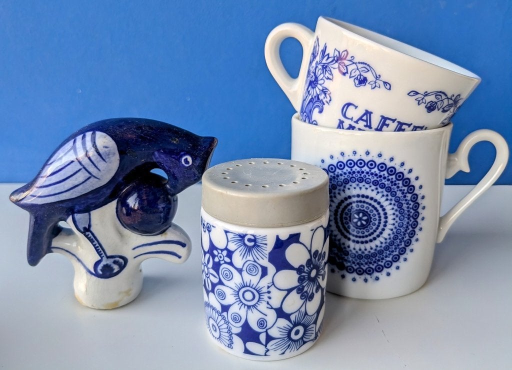 Blauw & Wit/kopjes zoutvaatjes decoratie, Ophalen of Verzenden, Porselein, Overige stijlen, Kop(pen) en/of Schotel(s)