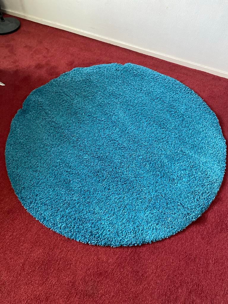 IKEA ÅDUM Rond Vloerkleed - Turquoise (130 cm), Ophalen, 100 tot 150 cm, Blauw, Rond