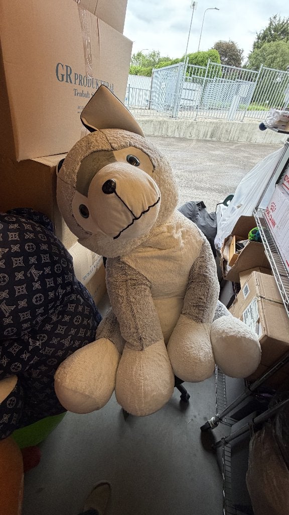Grote husky knuffel XXL 140 cm, grijs/wit, blauwe ogen, Ophalen, Overige merken, Grijs, Hond