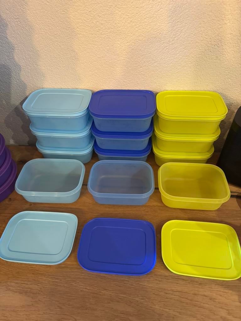 Nieuwe Tupperware Diepvriesdoosjes 450 ml - Set van 4, Ophalen of Verzenden, Nieuw, Blauw, Bak of Kom
