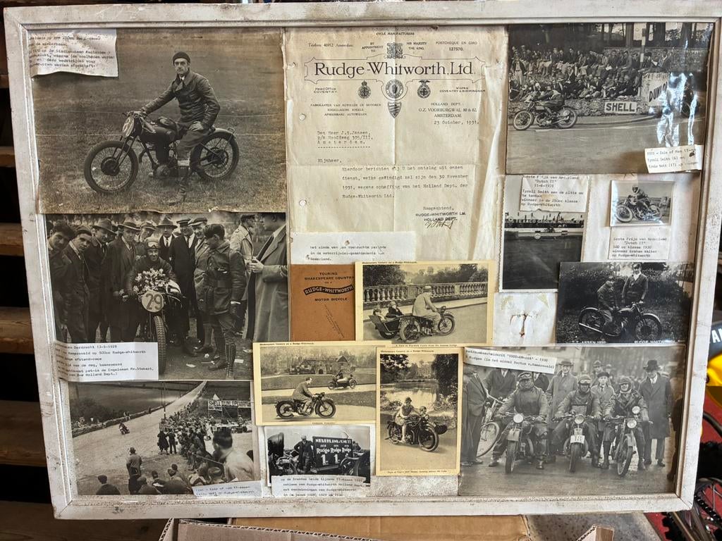 Rudge foto’s in gelijst 1928/1930, Ophalen of Verzenden