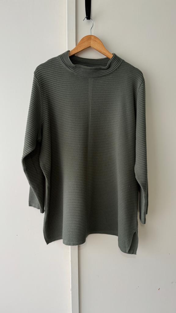 Netwalk gebreide trui 5XL olijfgroen geribd midi relaxed, Maat 46/48 (XL) of groter, Ophalen of Verzenden, Zo goed als nieuw, Netwalk