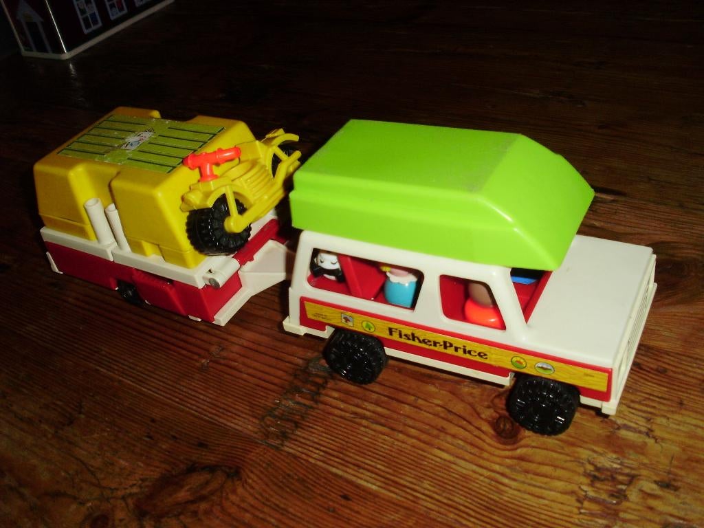 Fisher Price 992 / Gezinauto - Pop-up Camper / Auto, Ophalen of Verzenden, Gebruikt, Auto of Voertuig