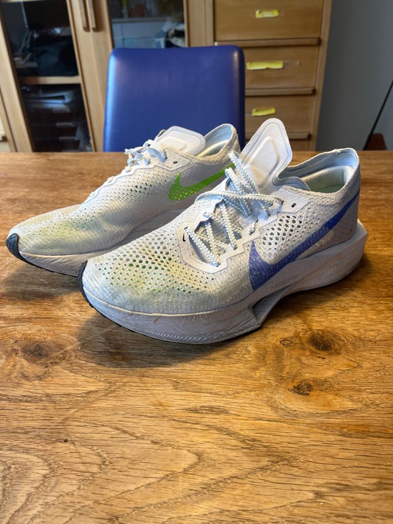 Nike hardloopschoenen vaporfly 3 zoomx maat 45,5, Ophalen of Verzenden, Gedragen, Wit, Sneakers of Gympen