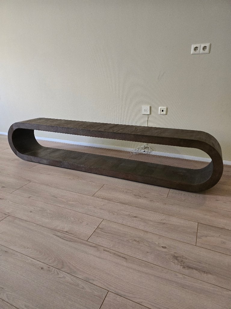 Luxe design tv-meubel mangohout 200 cm – donkerbruin, Ophalen, 150 tot 200 cm, Zo goed als nieuw, Minder dan 100 cm