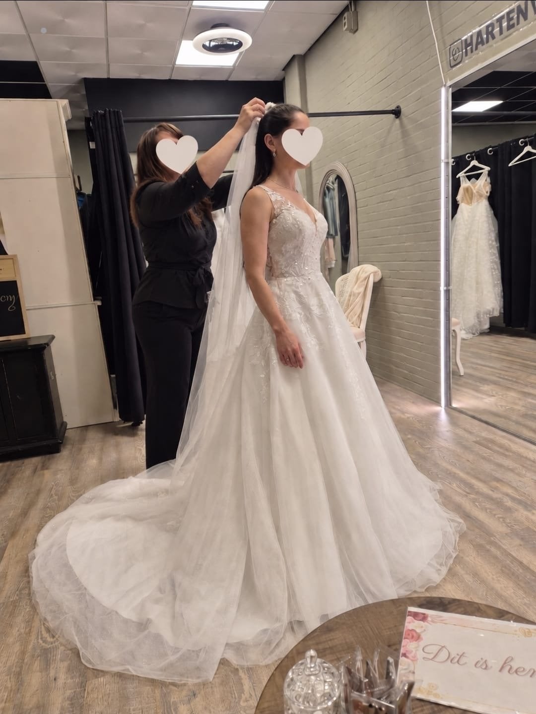 Bruidsjurk wit met sieraden en sluier, maat 34-36, Kleding | Dames, Ophalen, Zo goed als nieuw, Wit, Trouwjurk