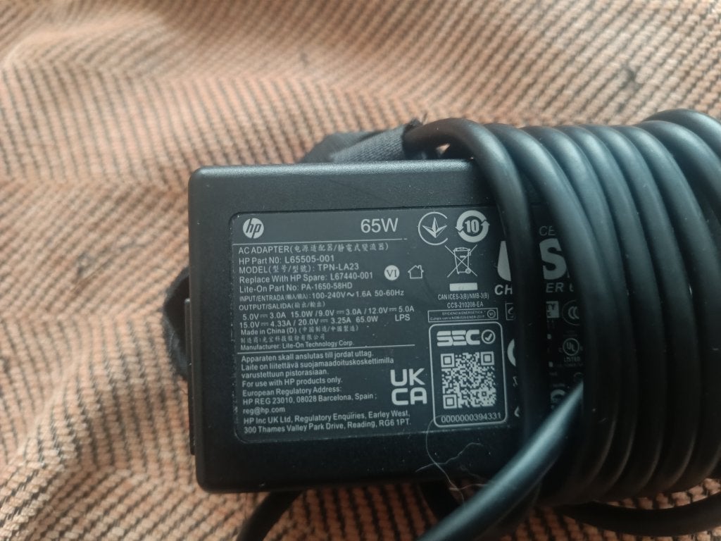 HP 65W USB-C Laptop Charger — NEW, Genuine (TPN-LA23), Computers en Software, Ophalen of Verzenden, Nieuw, HP