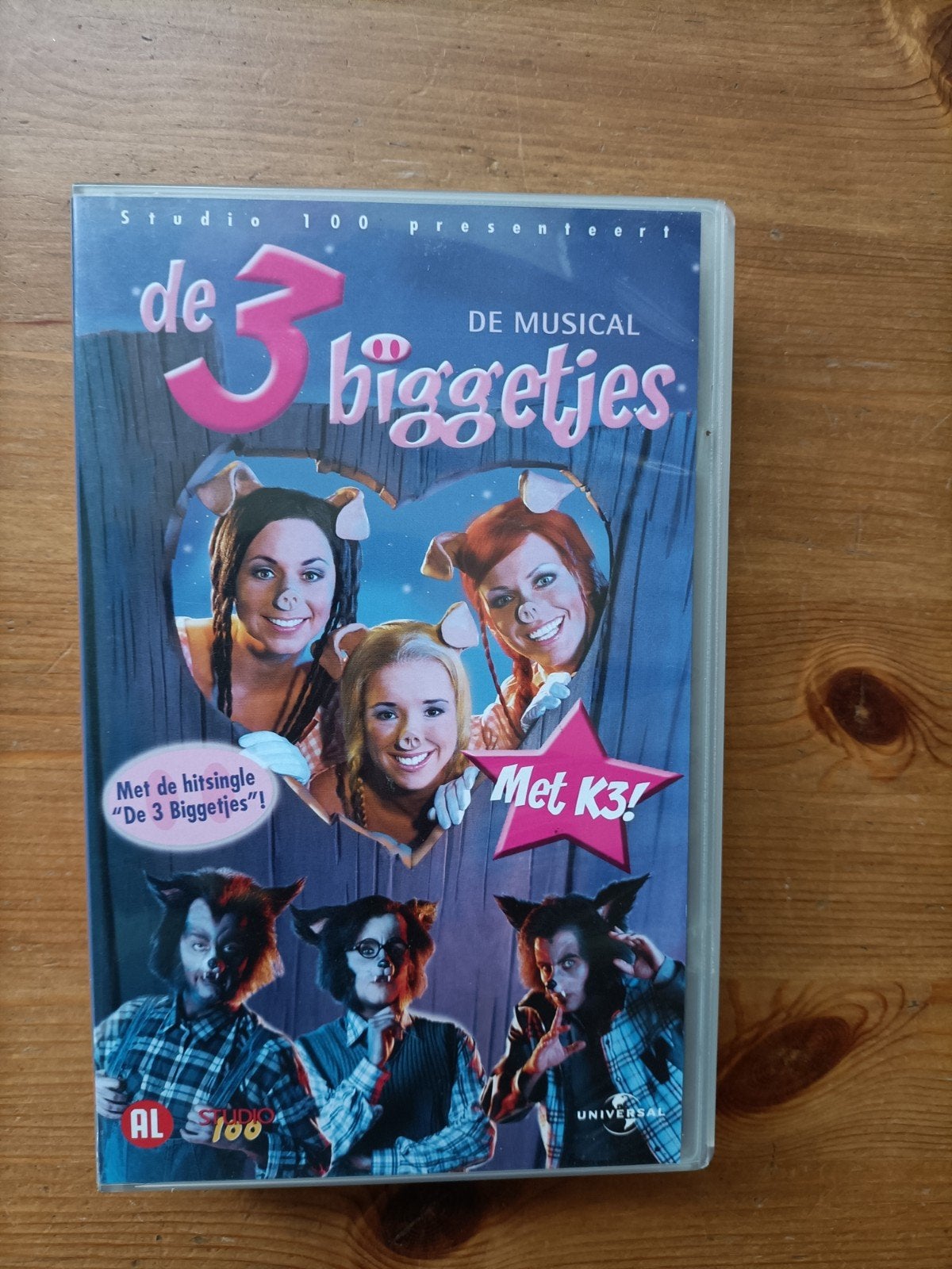 De 3 biggetjes K3 videoband vhs Stdio 100, Alle leeftijden, Ophalen of Verzenden, Zo goed als nieuw