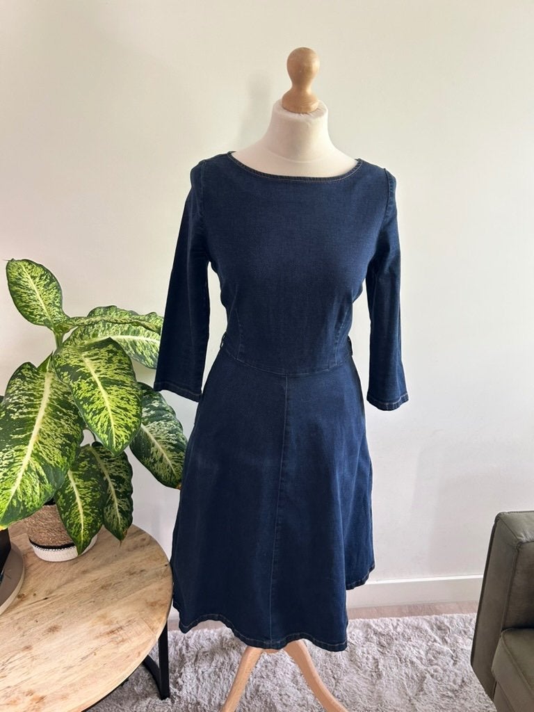 King Louie maat 40 retro spijker jeans jurk 3396, Kleding | Dames, Jurken, Maat 38/40 (M), Blauw, Ophalen of Verzenden, Zo goed als nieuw
