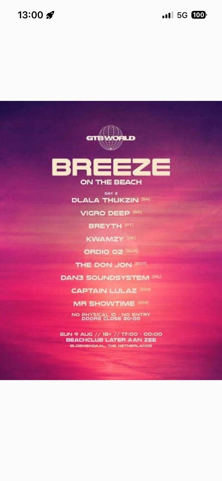 Breeze, Tickets en Kaartjes, Evenementen en Festivals, Drie personen of meer
