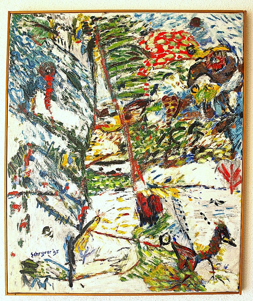 Robertus (Rob) Schrijver (1948–2002) - “Loosdrecht”, Ophalen of Verzenden, Op houten frame, Olieverf, Abstract