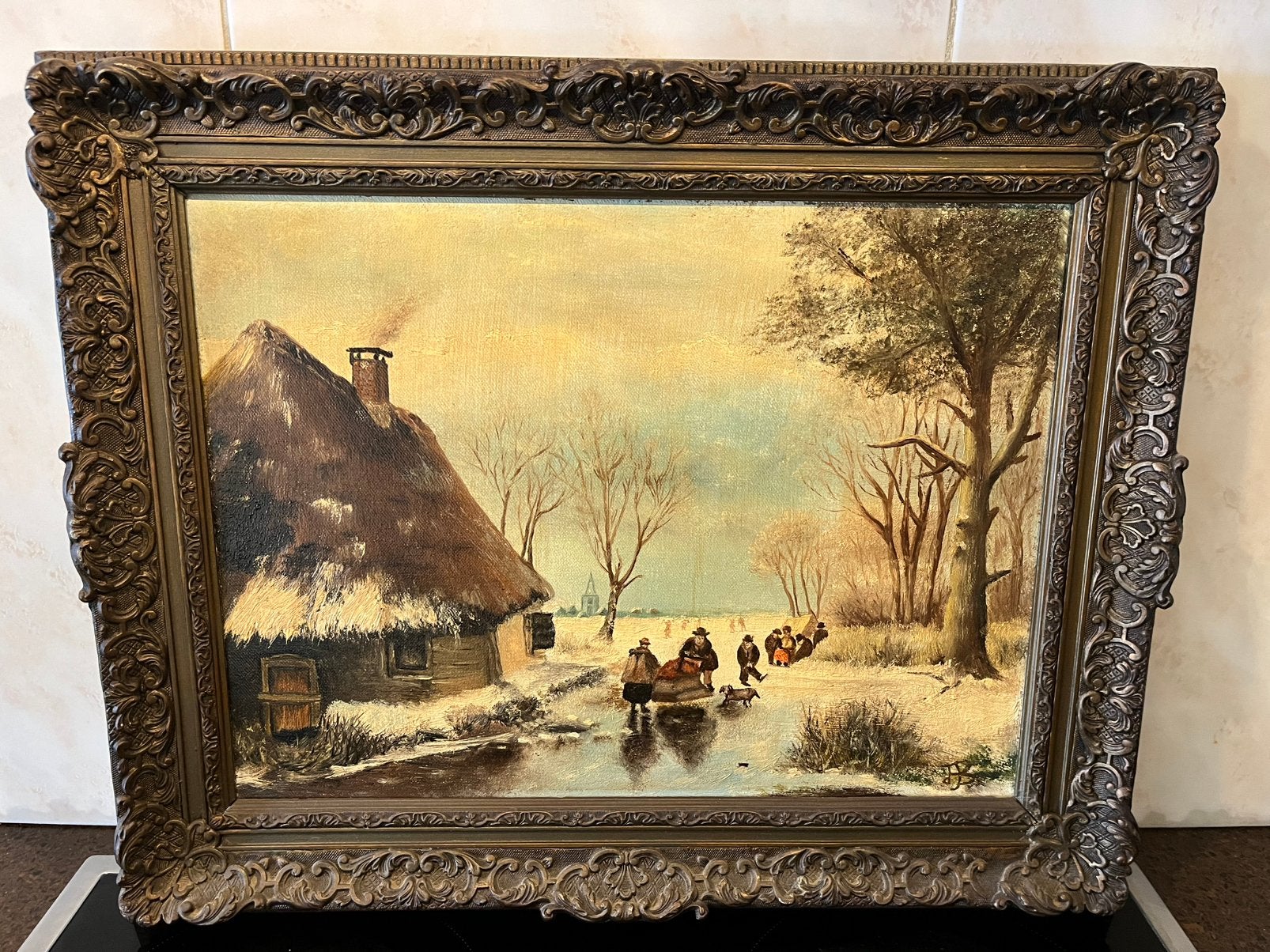Olieverf winterlandschap schilderij, Antiek en Kunst, Ophalen