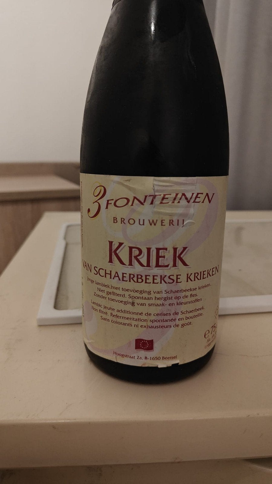 3 Fonteinen Schaarbeekse Kriek Eerste Batch 2003, Verzamelen, Verzenden, Zo goed als nieuw, Overige typen, Overige merken