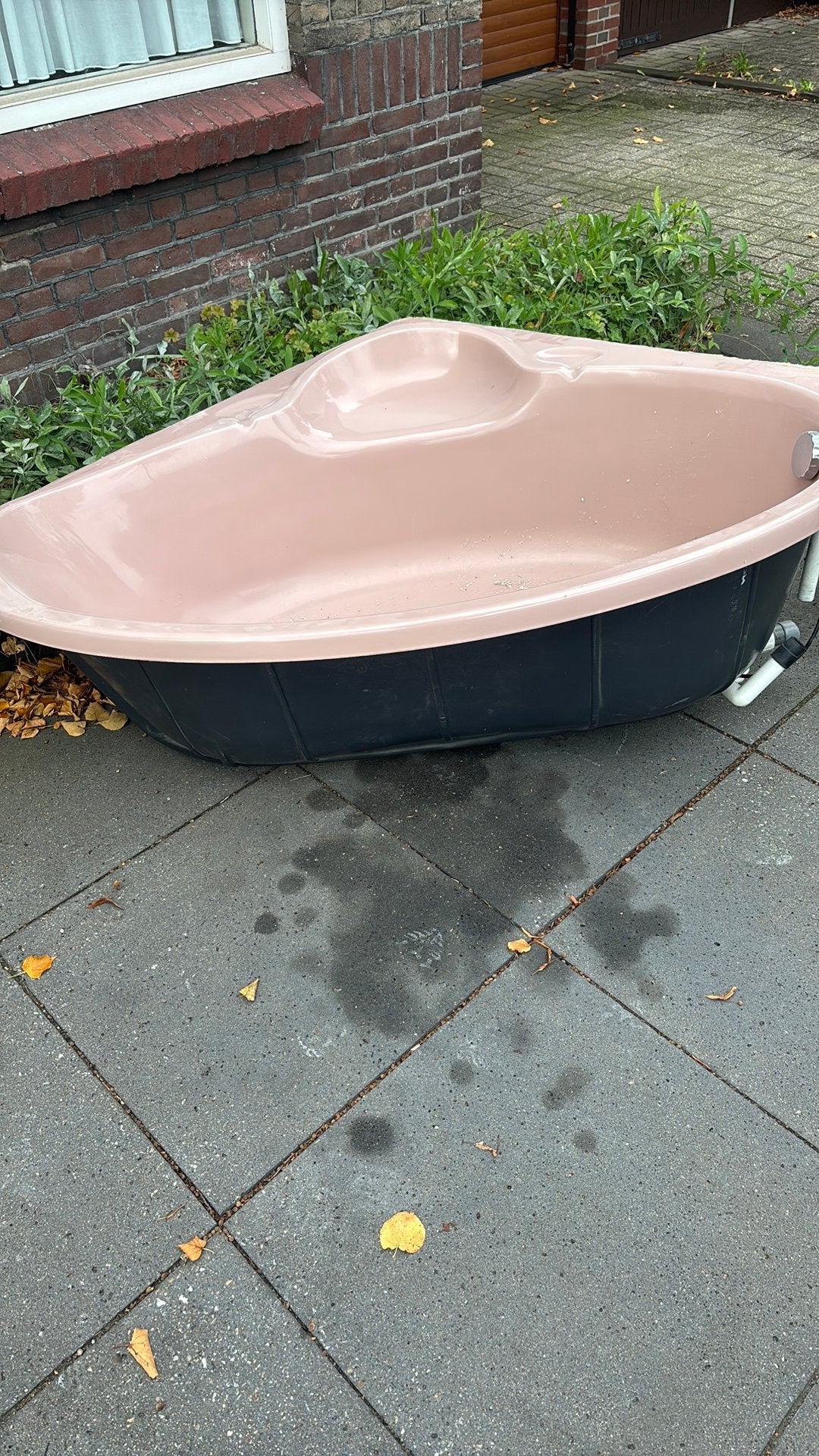 Hoekbad kunststof 120cm oud roze, Ophalen, Gebruikt
