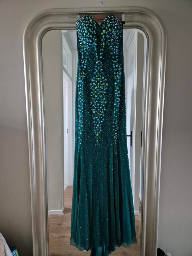 Galajurk zeemeermin model maat 38, Kleding | Dames, Gelegenheidskleding, Zo goed als nieuw, Galajurk, Maat 38/40 (M), Groen, Ophalen of Verzenden