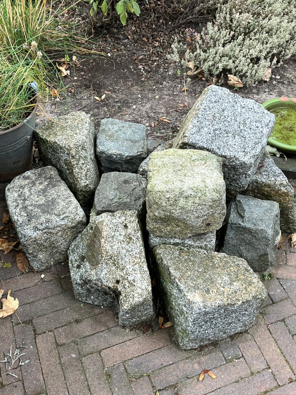 Basaltkeien 12 stuks, Tuin en Terras, Ophalen, Gebruikt, Kei, Basalt