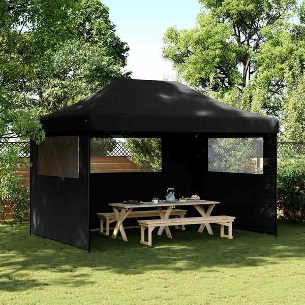 Partytent inklapbaar pop-up met 3 zijwanden zwart nieuw in d, Ophalen of Verzenden, Nieuw, Minder dan 5 meter, Opvouwbaar