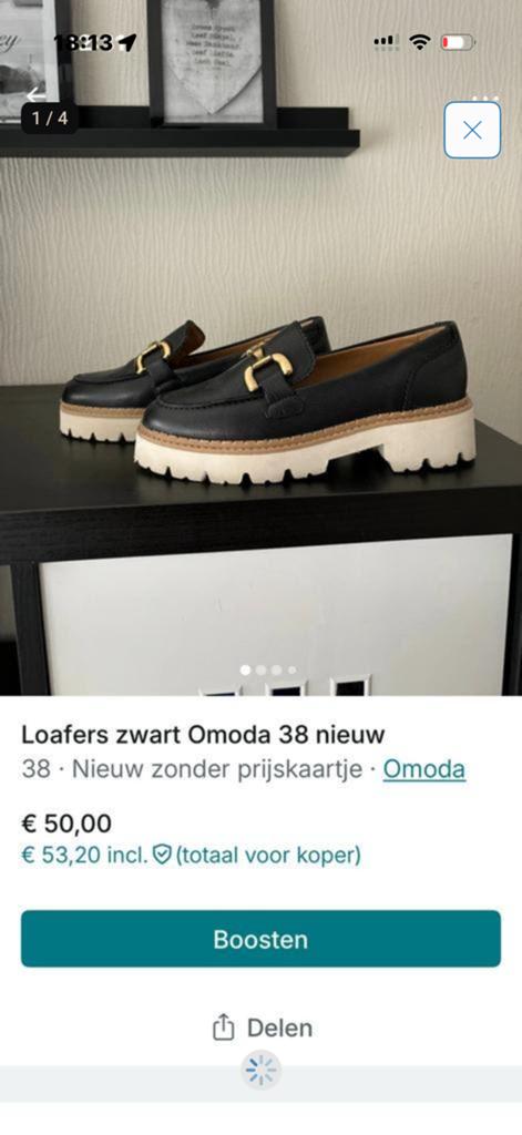 Loafers omoda 38 zwart, Ophalen of Verzenden, Nieuw, Zwart, Instappers