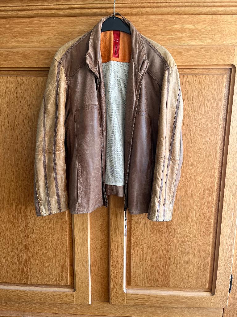 Bruin leren jas xl, Ophalen, Zo goed als nieuw, Maat 56/58 (XL), Bruin