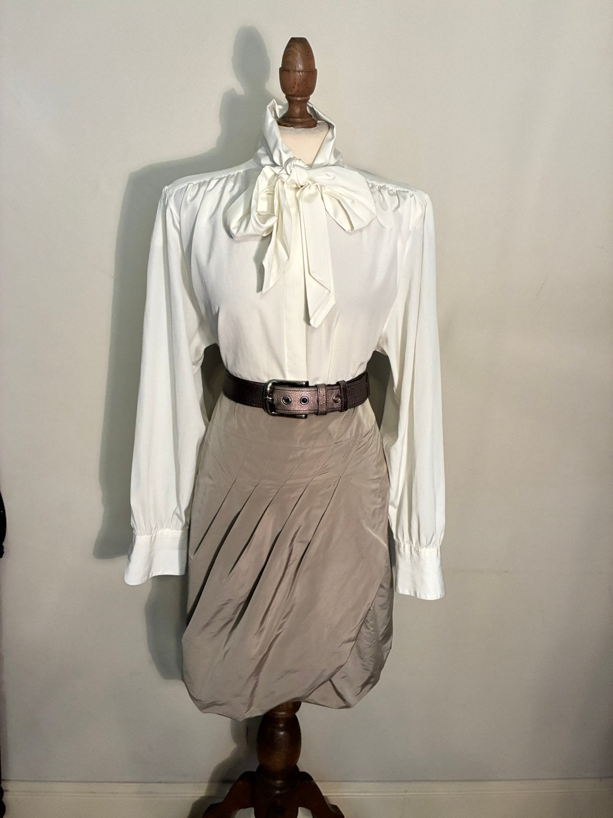 RENE VAN DER WIJCK ROK PAUW BEIGE/ZAND, Verzenden, Beige, Maat 42/44 (L), Zo goed als nieuw
