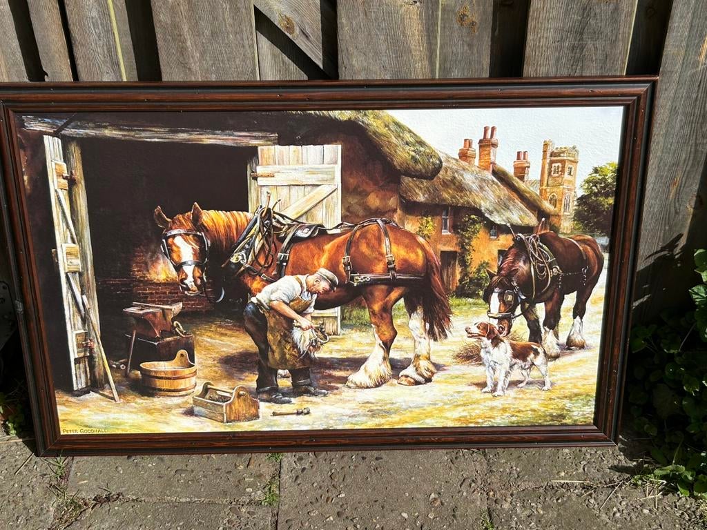 Schilderij met paardensmit, Ophalen of Verzenden, Zo goed als nieuw, Schilderij, 75 cm of meer