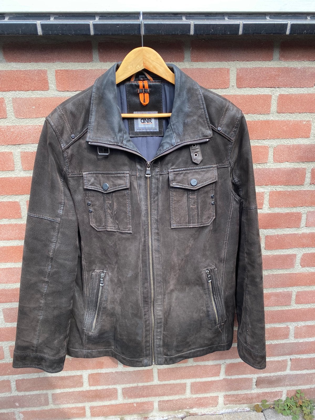 Leren DNR heren winterjas bruin maat 52, Ophalen of Verzenden, Zo goed als nieuw, Maat 52/54 (L), Bruin