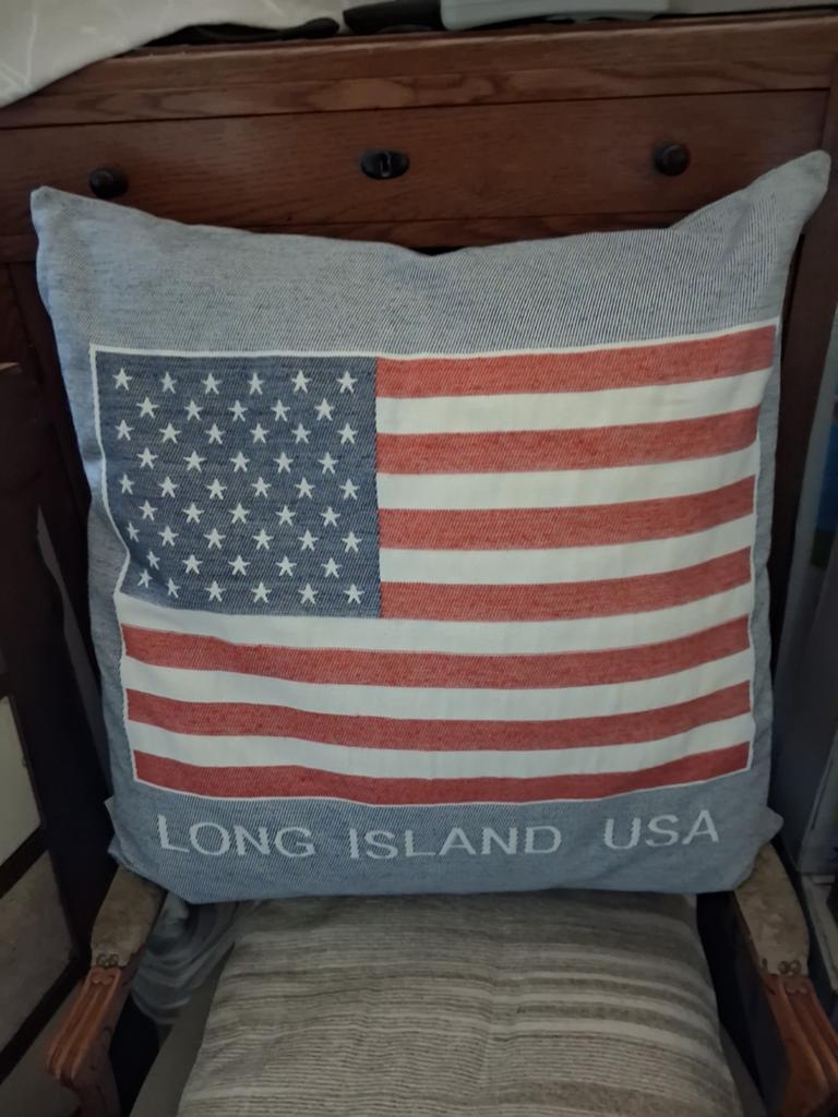 Woonkussen 65x65cm met Amerikaanse Vlag Print, Huis en Inrichting, Woonaccessoires | Kussens, Ophalen of Verzenden, Gebruikt, Blauw