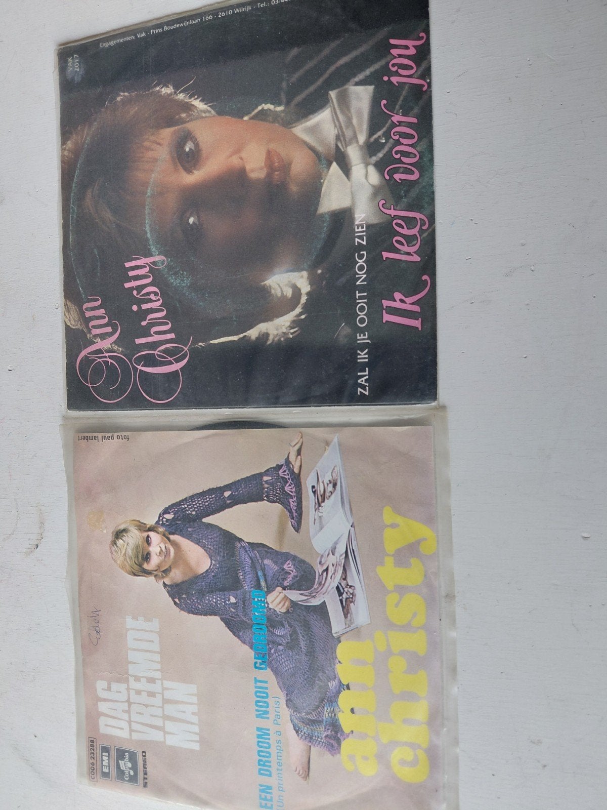 2 Ann Christy singles: Dag Vreemde Man & Ik Leef Voor Jou, Ophalen of Verzenden
