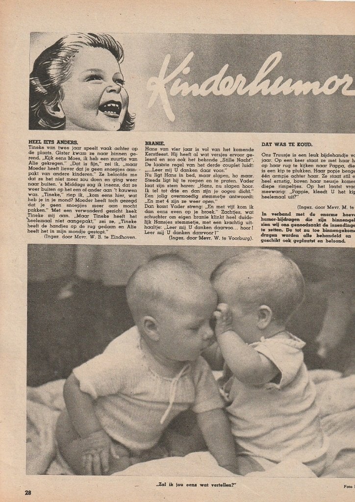 vintage knipsel 1941 Jongetje Hans is wat branie-achtig, Verzenden, 1940 tot 1960, Nederland, Knipsel(s)