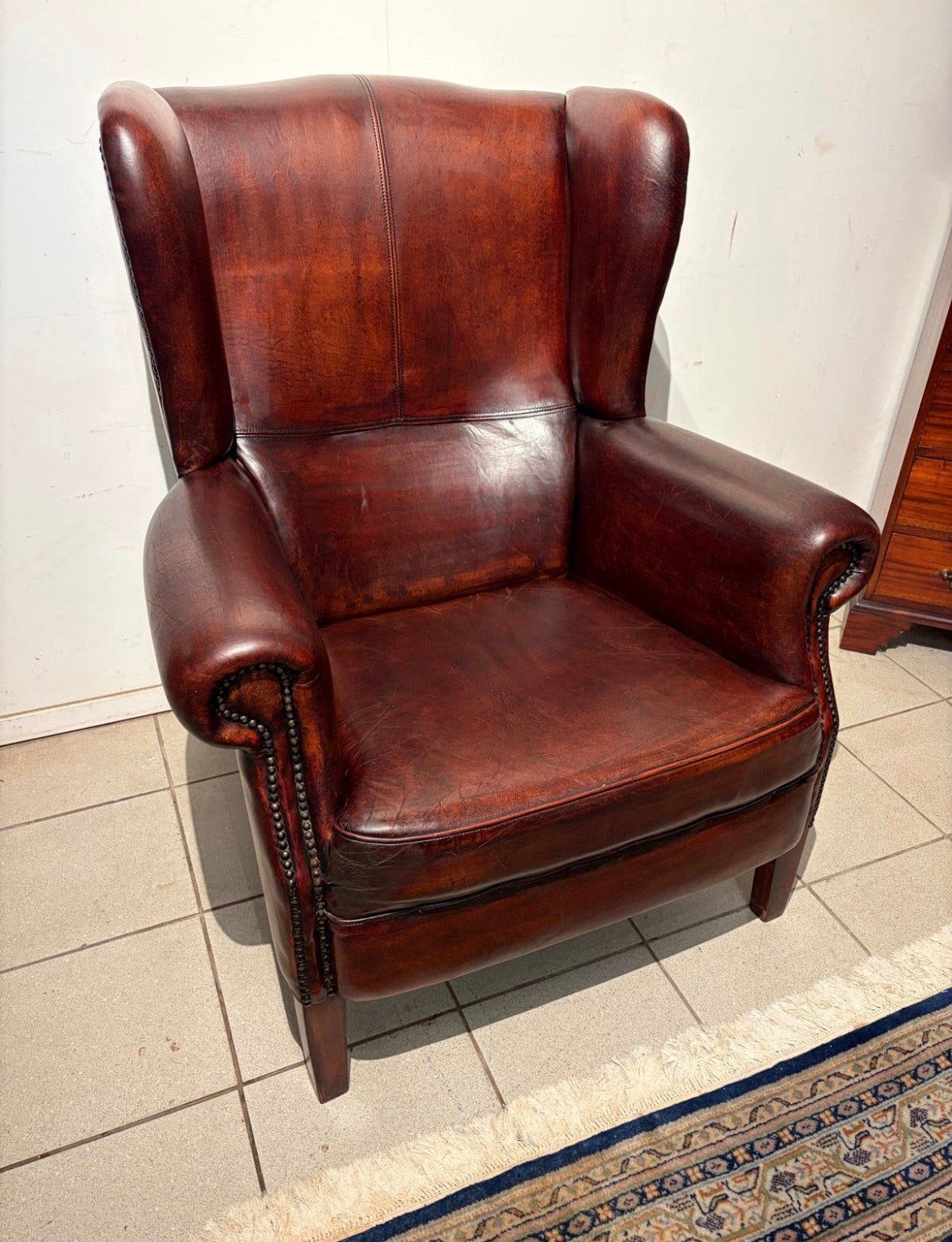 Luxe Schapenleren Heren Oorfauteuil - Mancave/Kantoor/Woonka, Huis en Inrichting, Ophalen, Gebruikt, Klassiek Antiek, Westeinde 326